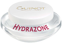 Load image into Gallery viewer, A white jar of Guinot Hydrazone face cream with name in red and logo in gold