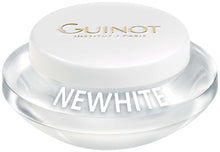 Load image into Gallery viewer, Guinot New White Night Cream. A brightening cream for dark spos in a white jar with gold logo