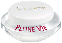 Load image into Gallery viewer, A white jar with red name and gold logo of Guinot Pleine Vie anti-aging face cream
